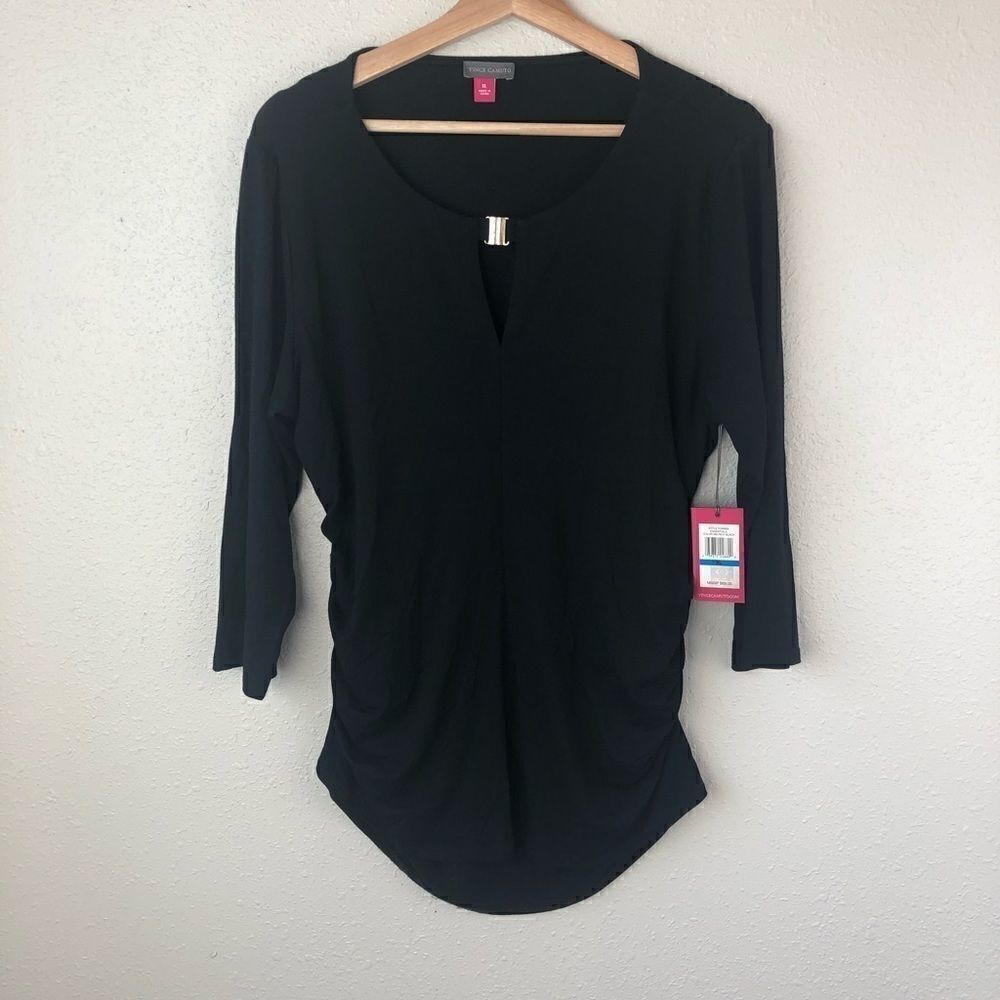 NWT Vince Camuto Black Long Sleeve Blouse Top